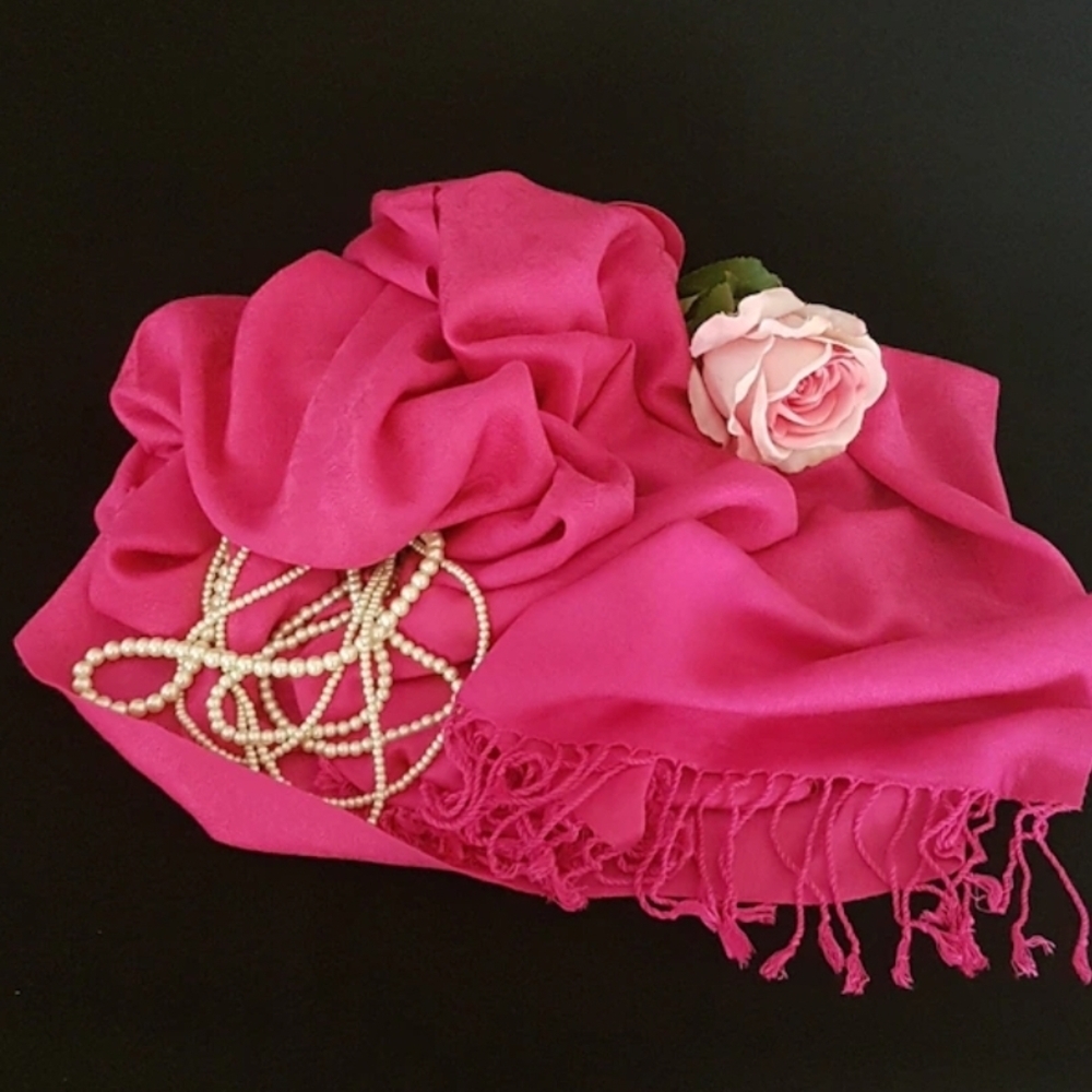 Pink Pashmina Scarf, Vintage Pashmina Evening Shawl